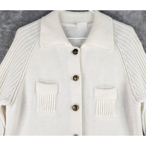 Montgomery Ward Cardigan Womens Size 38 White Knit Button Down Vintage Sweater - Picture 5 of 9
